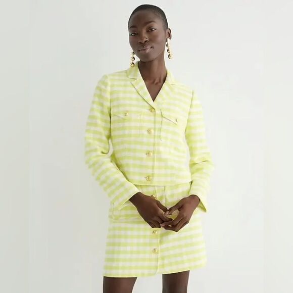 J Crew Collared Lady Jacket in Gingham Terry Tweed NWT - Picture 2 of 11